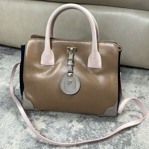 Jason Wu Jourdan Petite Leather Tote Bag Beige Black 2 Way Purse